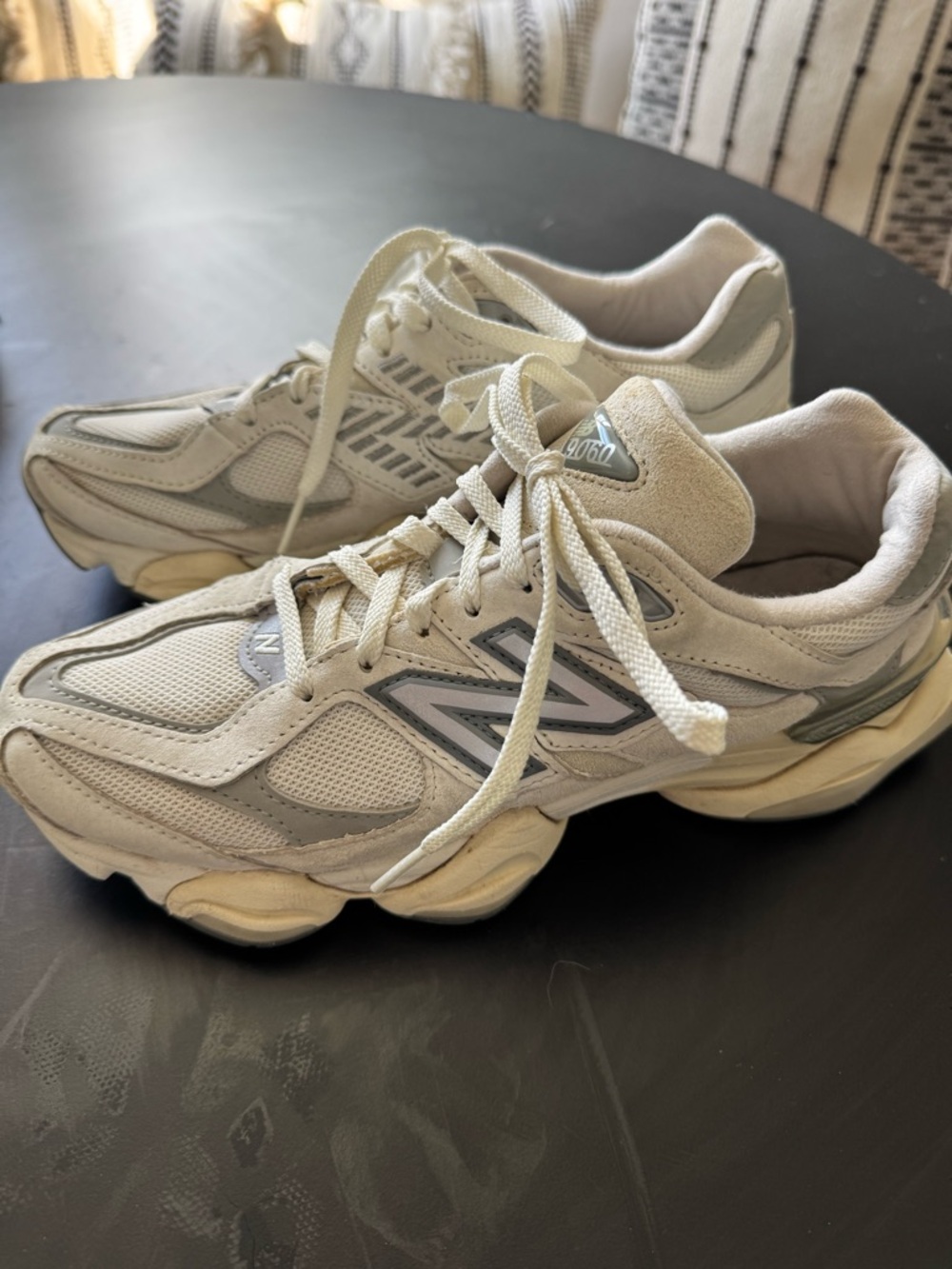 New Balance Cream & Light Gray 1060 shoes